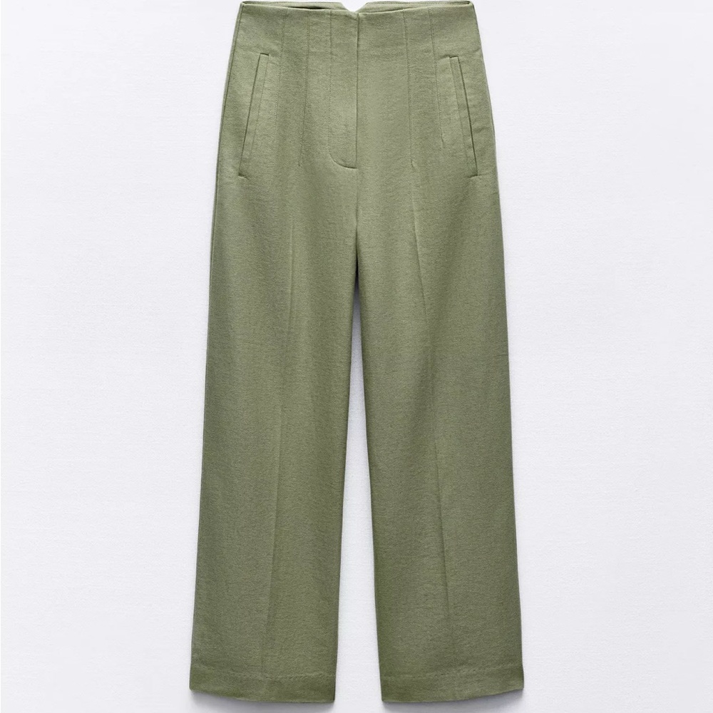 Zara Green Straight Cut Pants